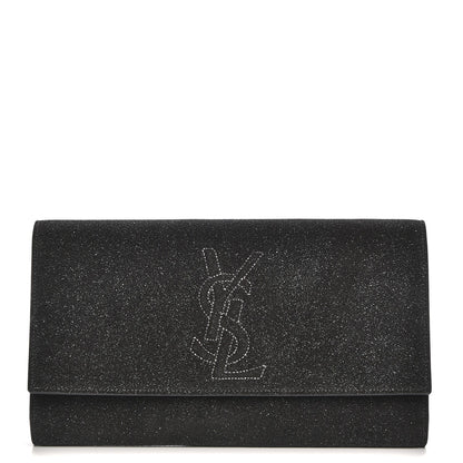 Saint Laurent Glitter Calfskin Large Belle De Jour Clutch Black 1 of 7