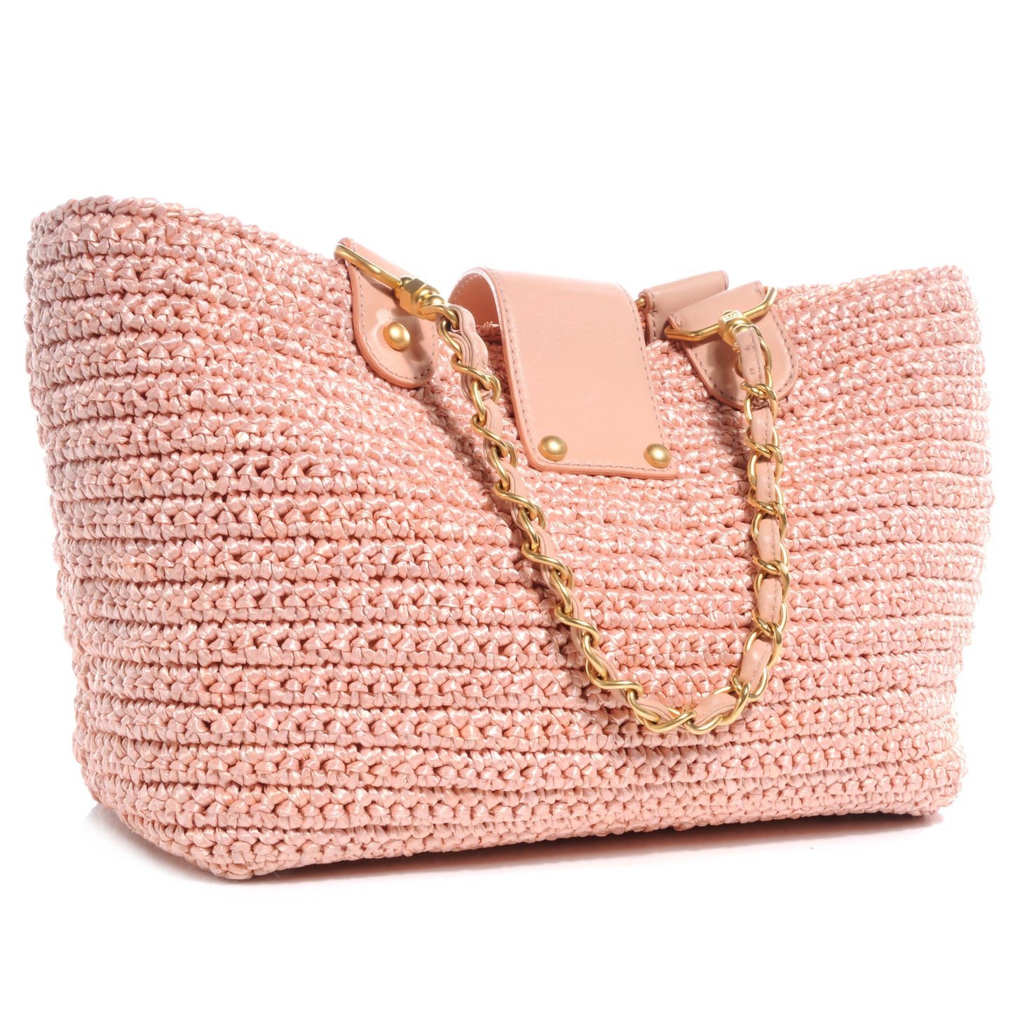 Straw Raffia Tote Pink