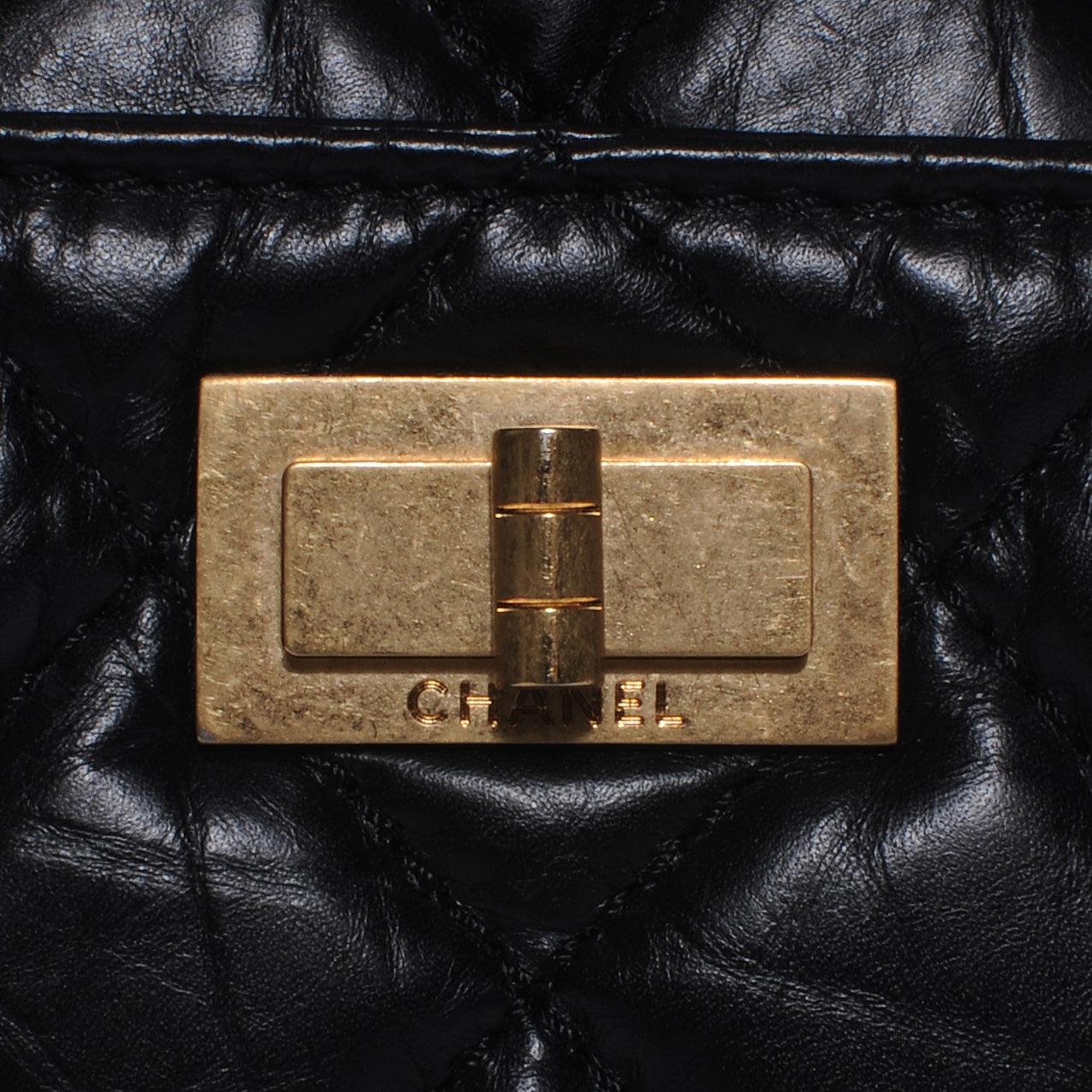 Aged Calfskin Quilted Large Reissue Camera Case Black
