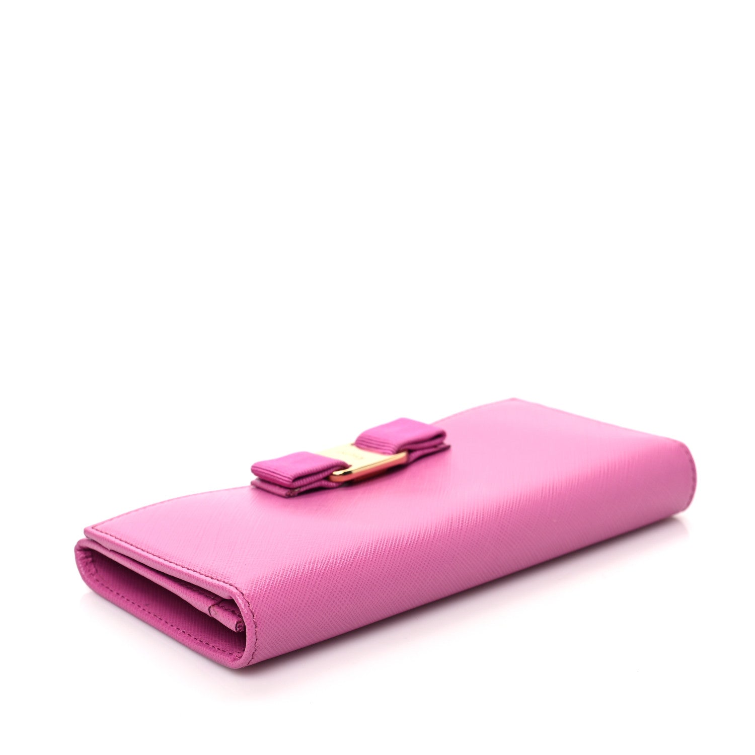 Salvatore Ferragamo Printed Calfskin Vara Bow Continental Wallet Fuchsia 6 of 6
