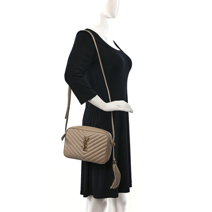 Saint Laurent Calfskin Matelasse Monogram Lou Camera Bag Dark Beige 3 of 13