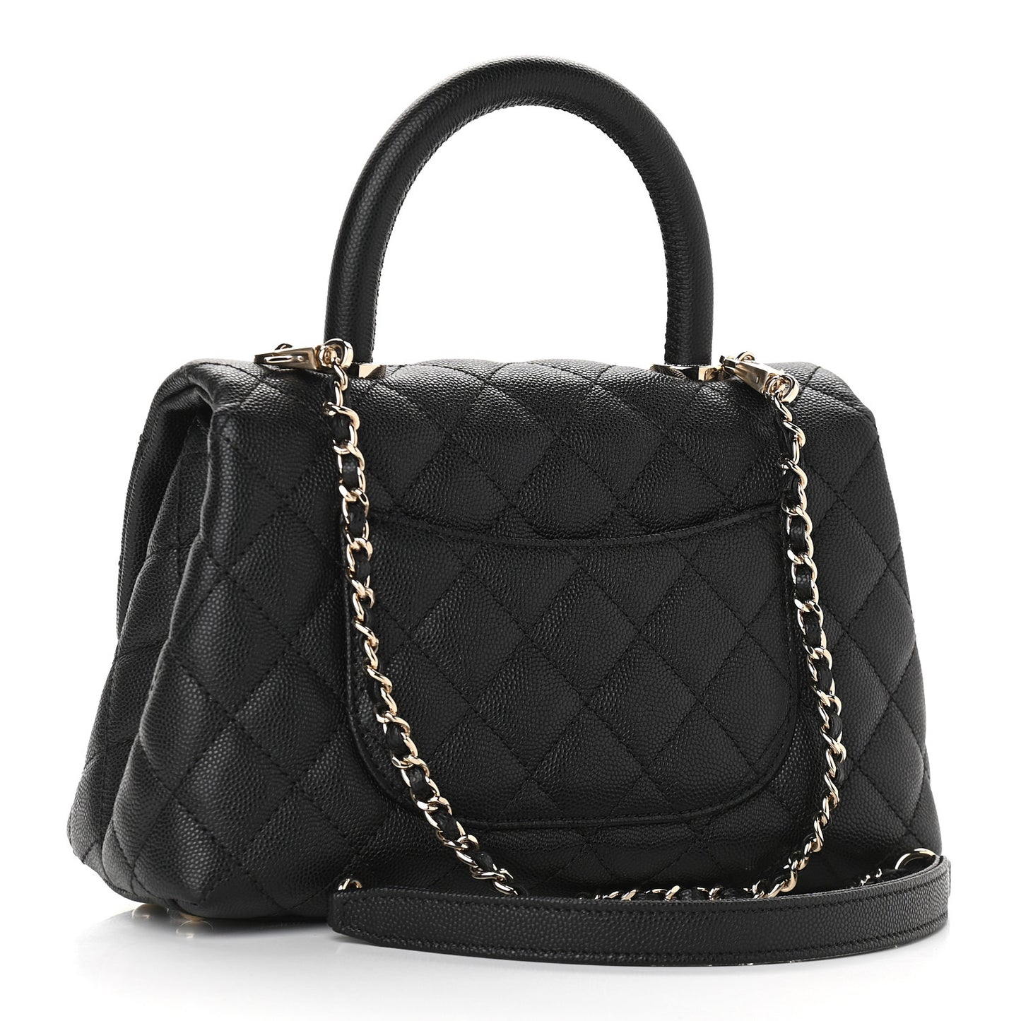 Caviar Quilted Mini Coco Handle Flap Black