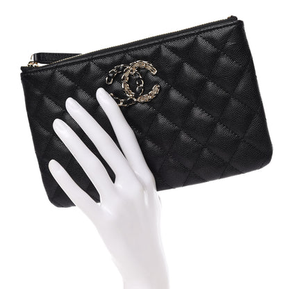 Chanel Caviar Quilted French New Wave Small CC Pouch Black 2 of 8