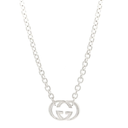 Gucci Sterling Silver Britt Interlocking GG Pendant Necklace 1 of 4