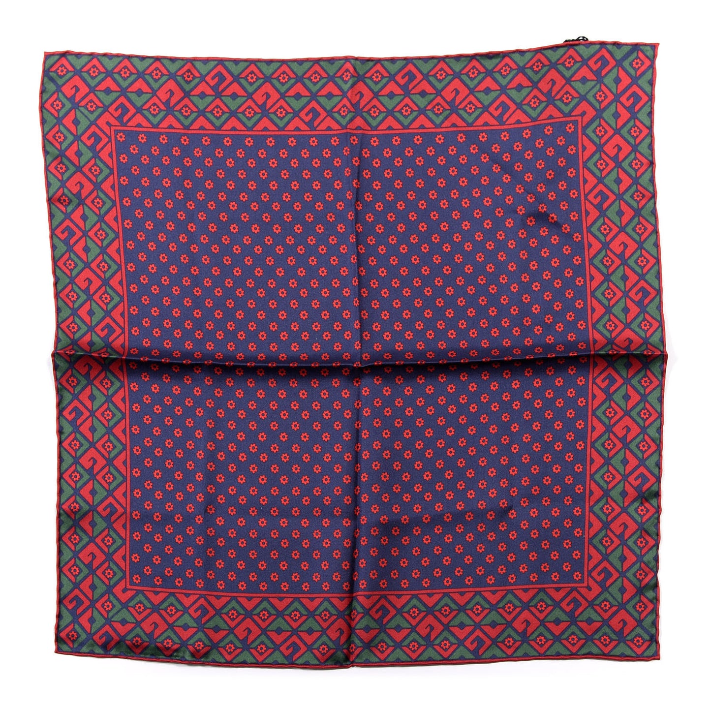 Silk Twill Plainmetric Square Scarf Sapphire Green