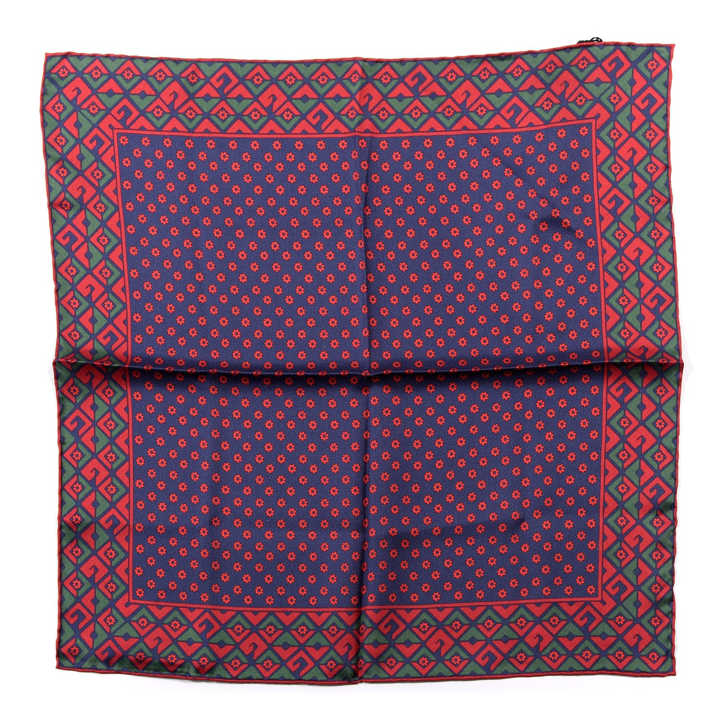Gucci Silk Twill Plainmetric Square Scarf Sapphire Green 1 of 3