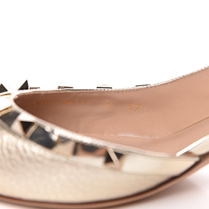 Valentino Garavani Metallic Pebbled Calfskin Rockstud Half D'Orsay Slingback 50mm Pumps 37 Platino 8 of 9