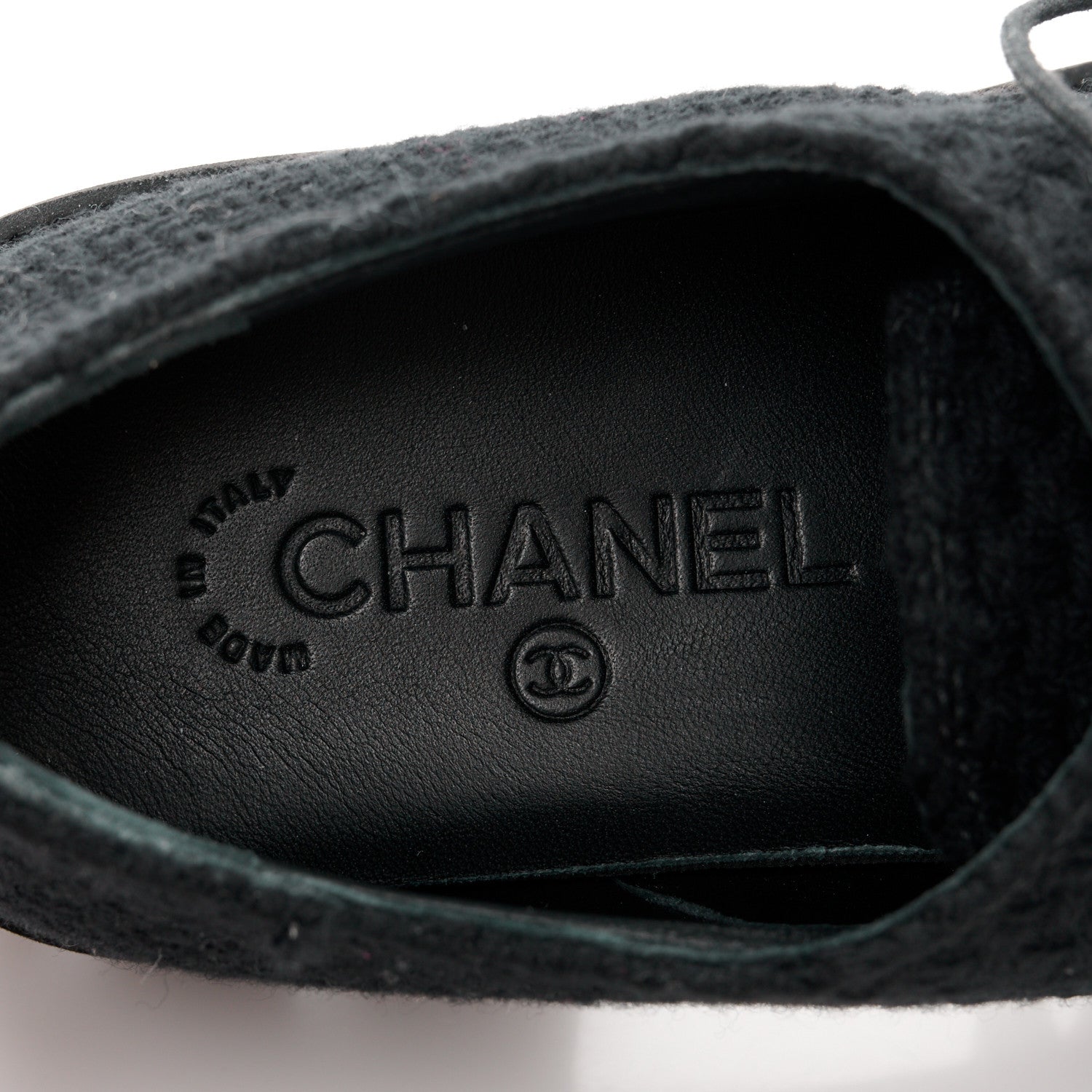 Chanel Wool Tweed Calfskin Lace-Up Loafers 38.5 Black 7 of 10