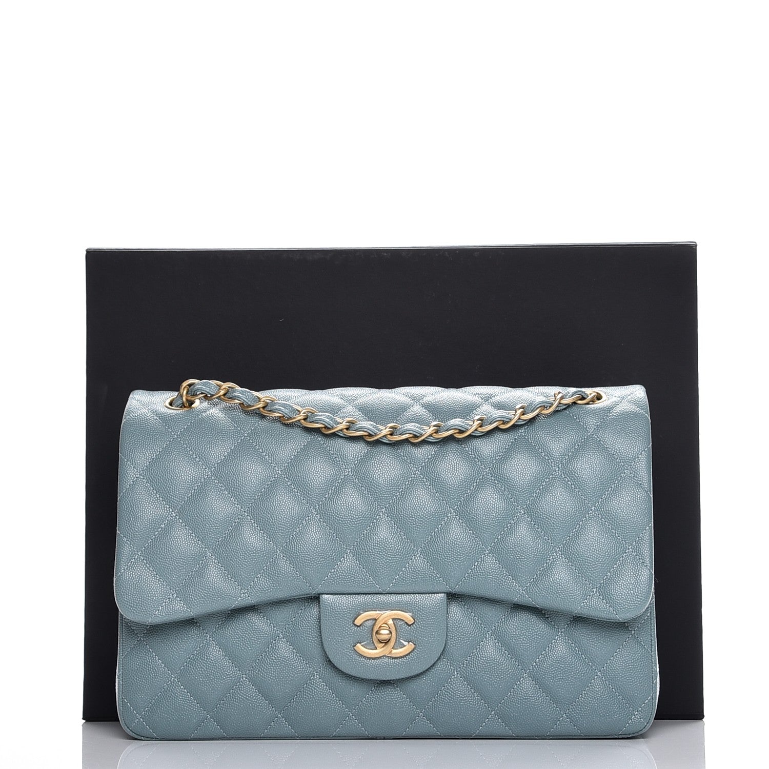 Chanel Caviar Quilted Jumbo Double Flap Light Blue 9 of 9