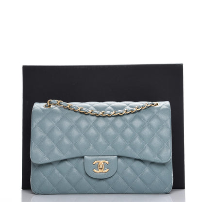 Chanel Caviar Quilted Jumbo Double Flap Light Blue 9 of 9