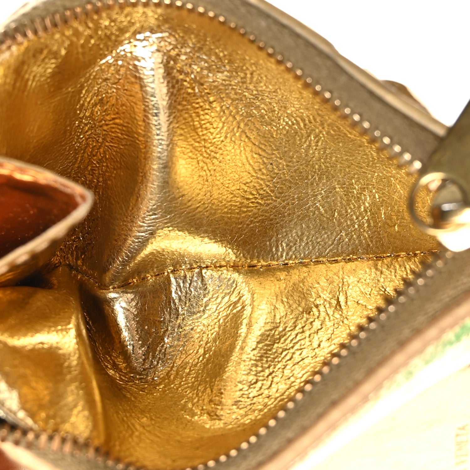 Bottega Veneta Mirror Laminated Nappa Intrecciato Small Bi-Fold Zip Wallet Gold 6 of 9