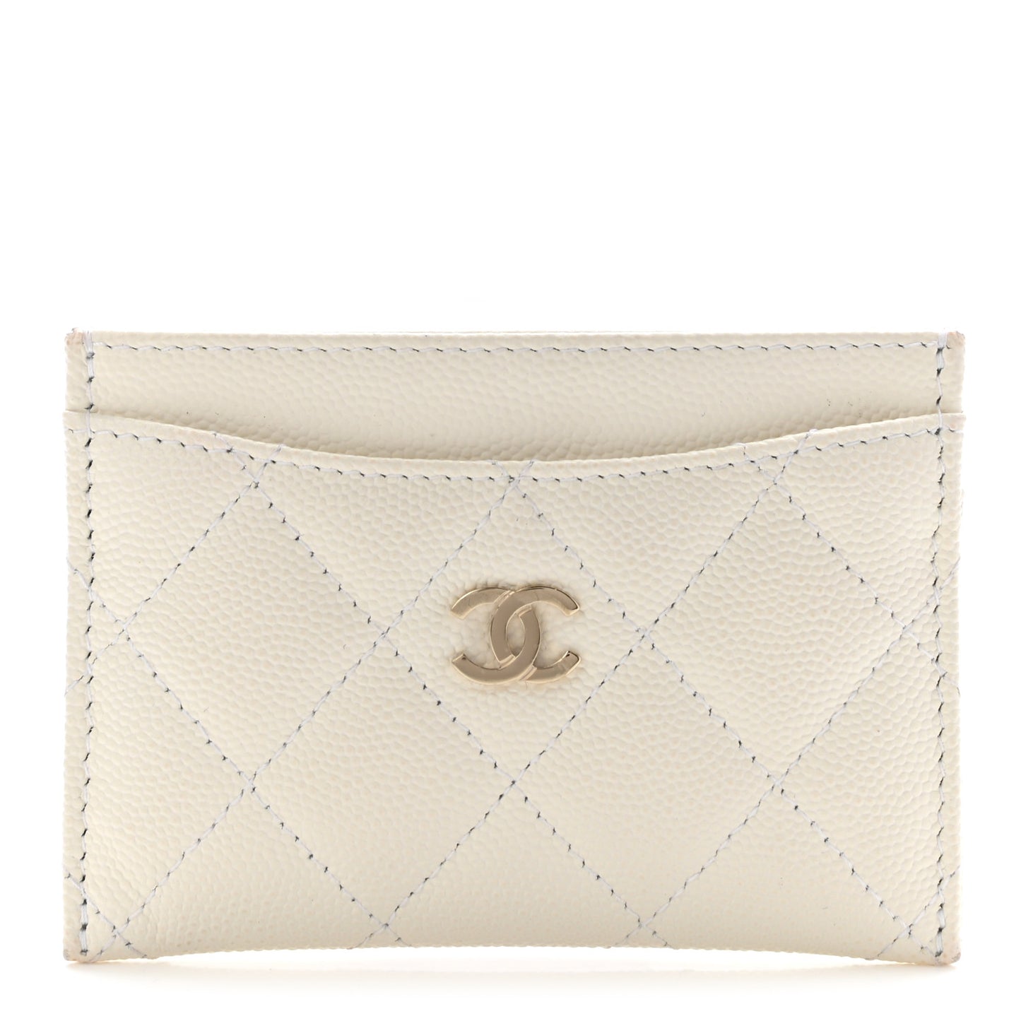 Caviar Quilted Card Holder White