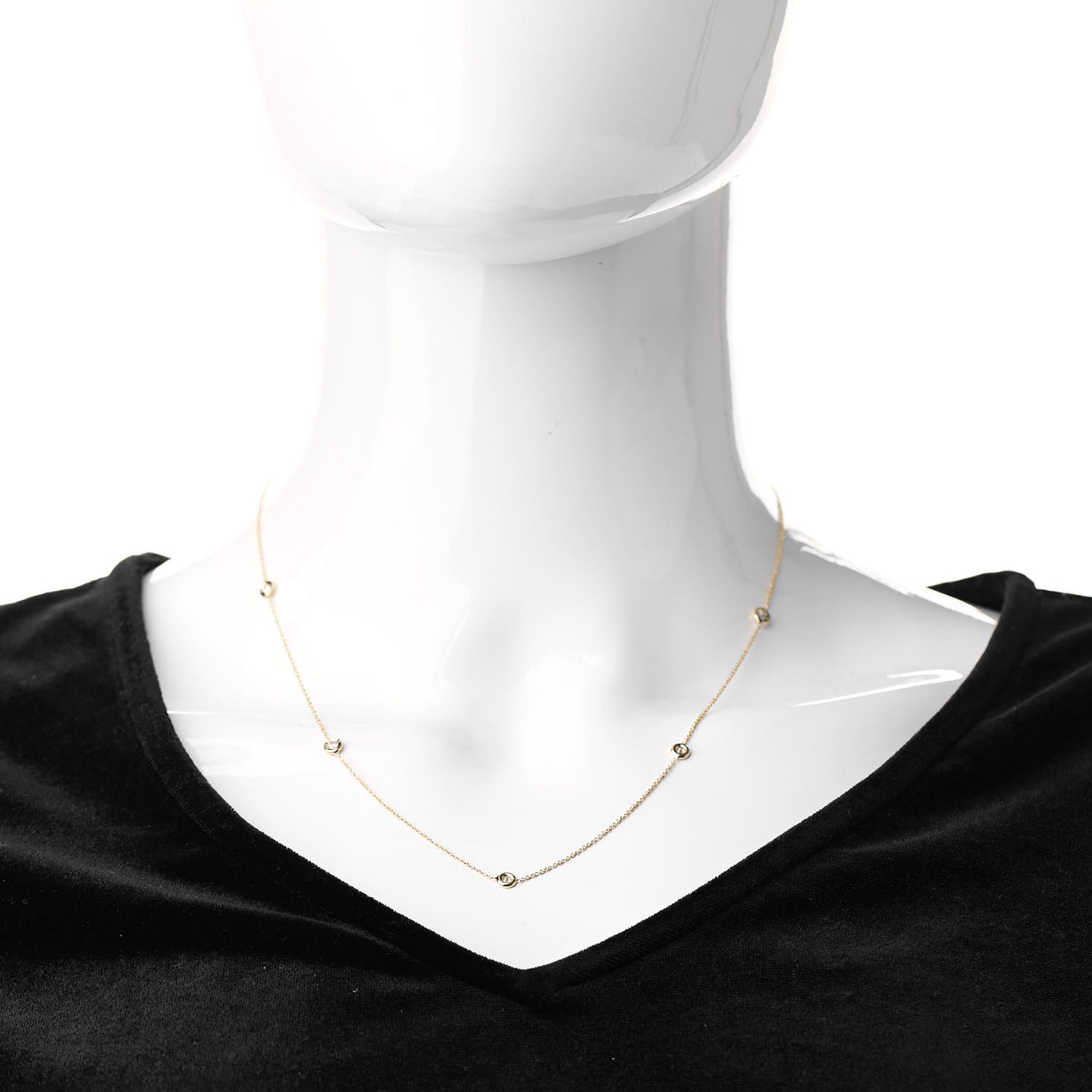 18K Yellow Gold Diamond .25ct Diamonds By The Inch Five Station Necklace
