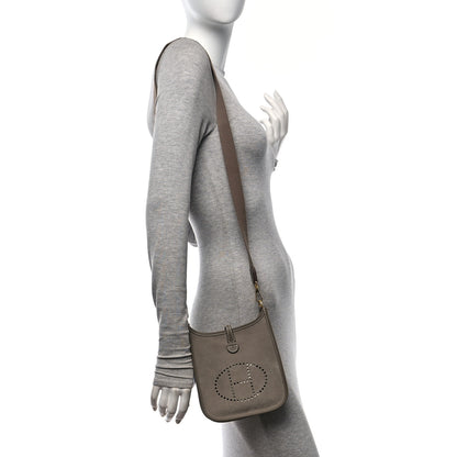 Hermes Veau Grizzly Taurillon Clemence Evelyne TPM Gris Caillou Etoupe 2 of 10