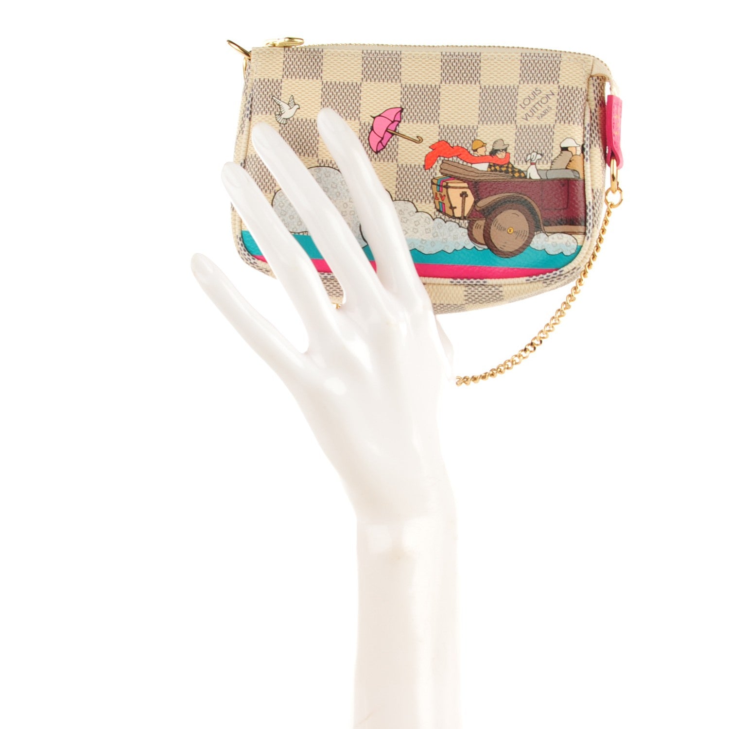Louis Vuitton Damier Azur 2015 Christmas Animation Mini Pochette Accessories 2 of 7