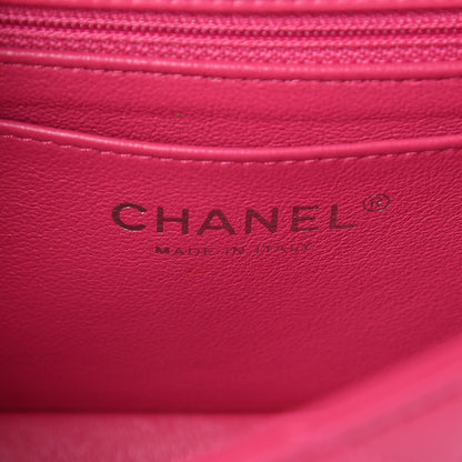 Chanel Lambskin Quilted Mini Rectangular Flap Dark Pink 6 of 14