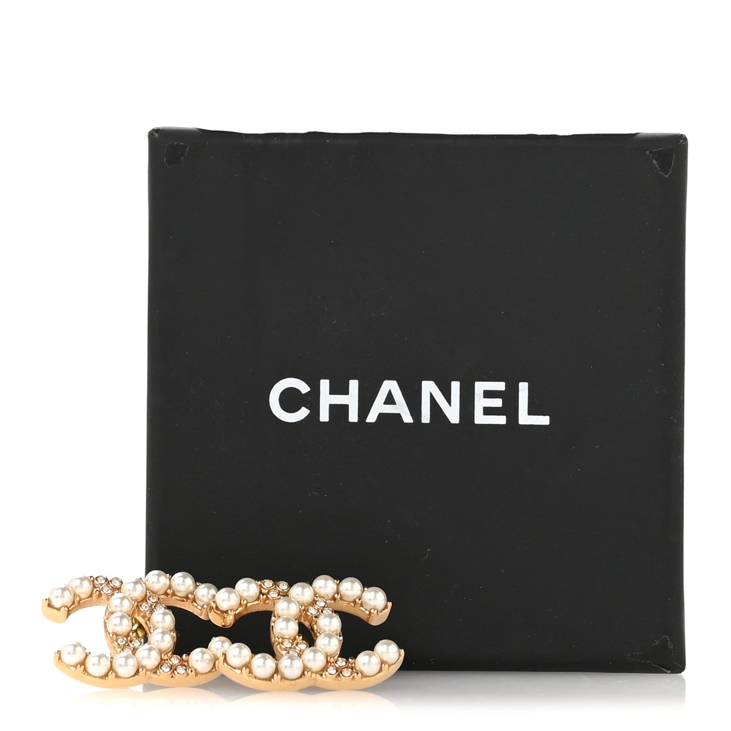 Pearl Crystal CC Earrings Gold