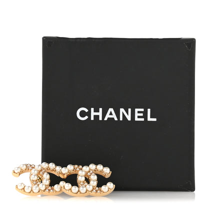 Chanel Pearl Crystal CC Earrings Gold 5 of 5