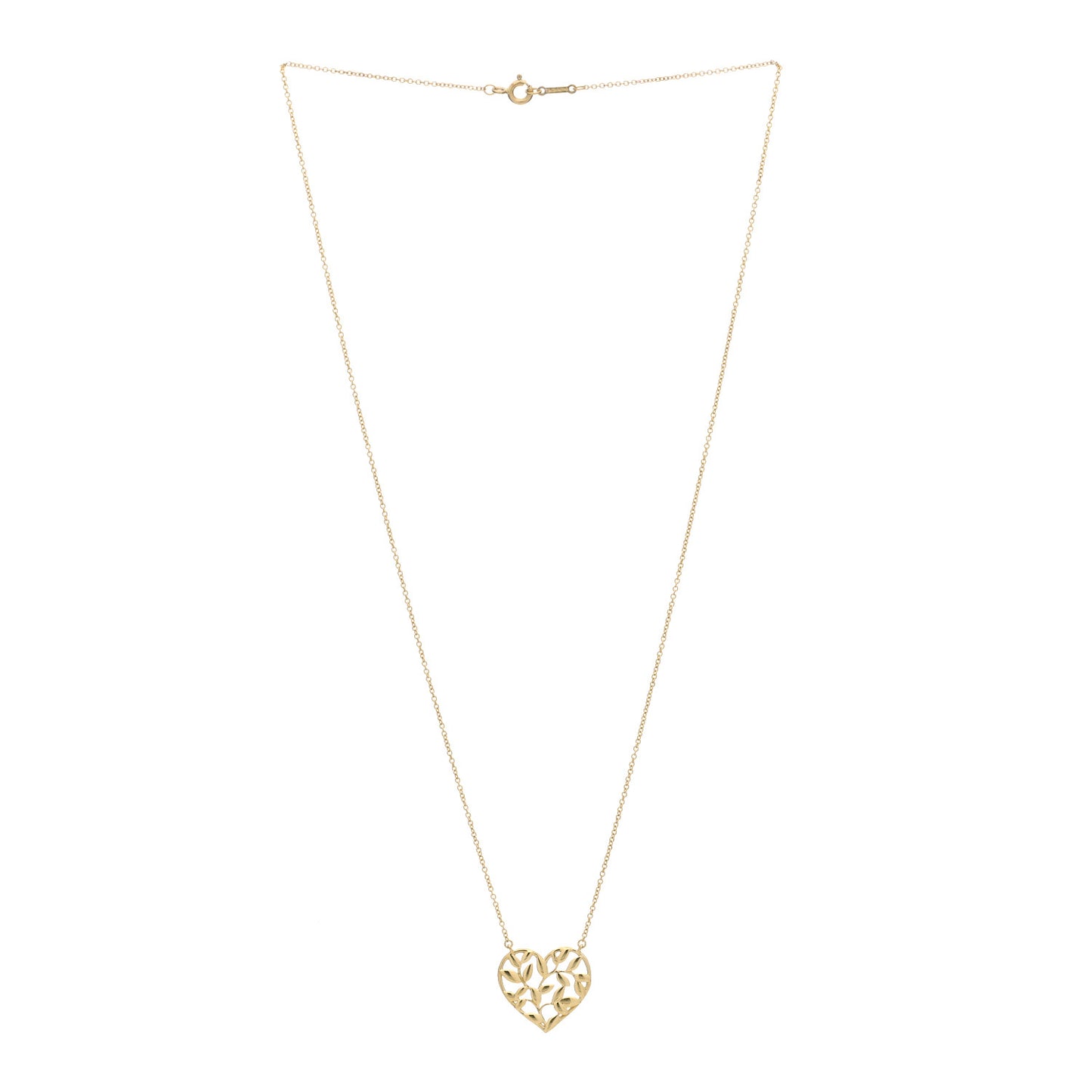 18K Yellow Gold Paloma Picasso Olive Leaf Heart Pendant Necklace