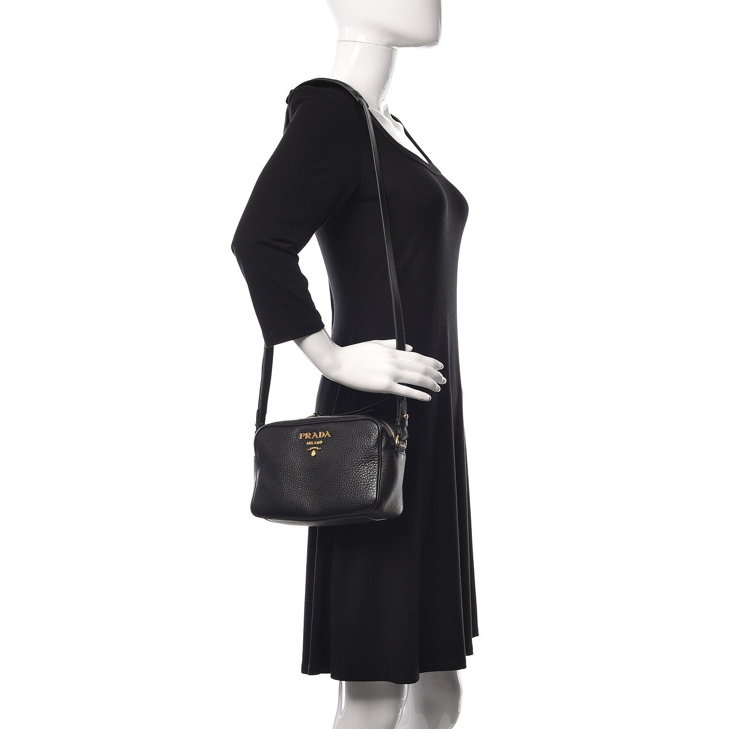 Prada Vitello Phenix Camera Bag Black 2 of 10