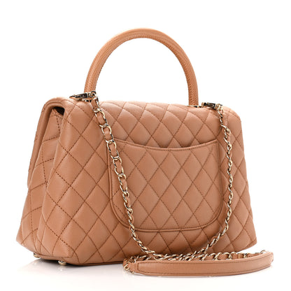 Chanel Caviar Quilted Lizard Embossed Small Coco Handle Flap Brown 3 of 10