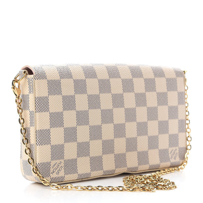 Louis Vuitton Damier Azur Pochette Felicie Chain Wallet Rose Ballerine 4 of 11