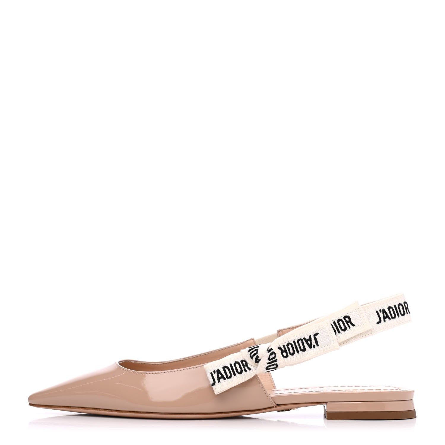 Christian Dior Patent Ribbon J'Adior Slingback Ballet Flats 35.5 Nude 1 of 11