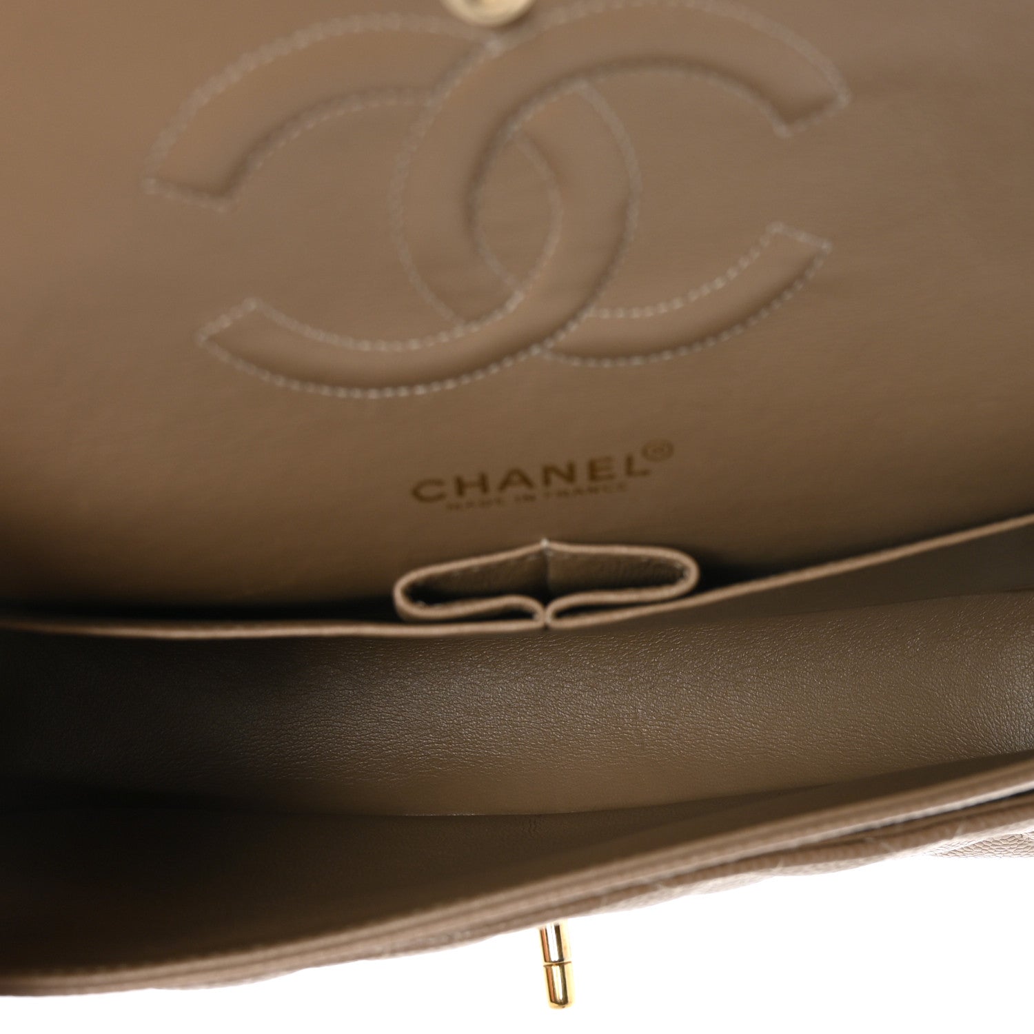 Chanel Caviar Quilted Medium Double Flap Dark Beige 5 of 11