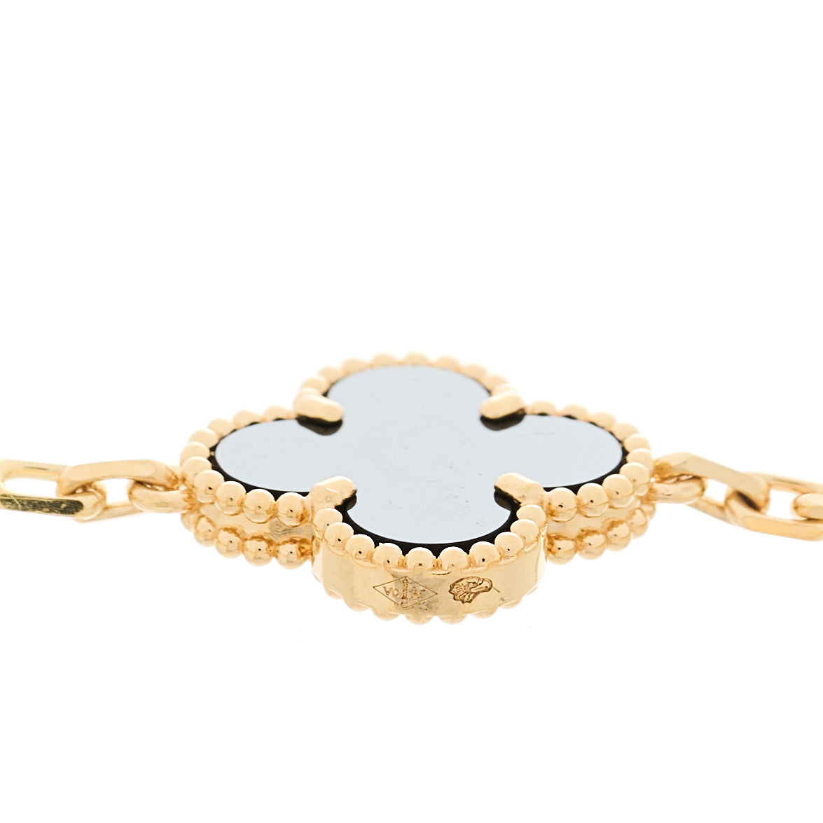 Van Cleef & Arpels 18K Yellow Gold Black Onyx 5 Motifs Vintage Alhambra Bracelet 3 of 5