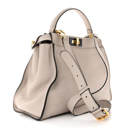 Fendi Vitello Seta Shiny Nappa Medium Peekaboo Iconic Satchel Grigio Polvere Magenta 3 of 9