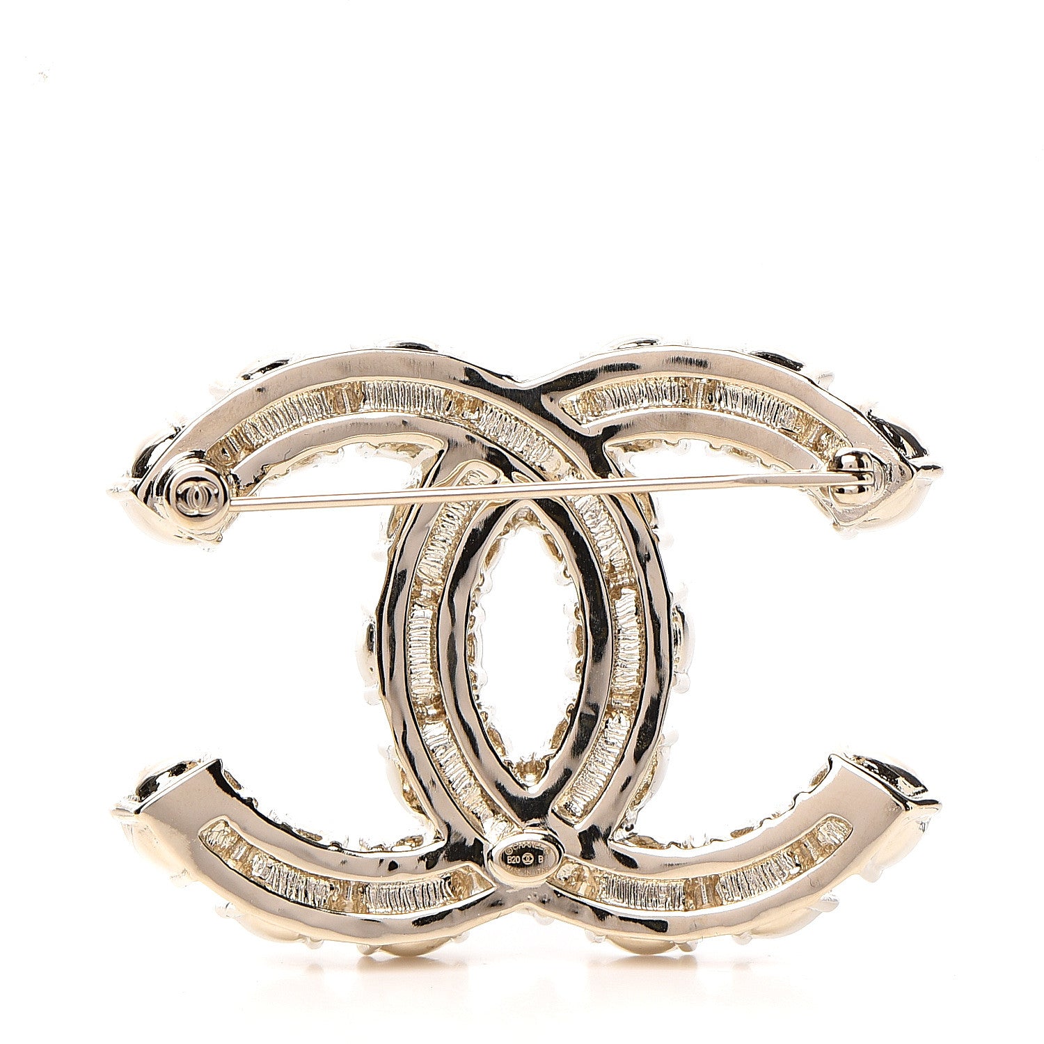 Chanel Crystal Pearl CC Dazzling Domino Brooch Gold 2 of 4