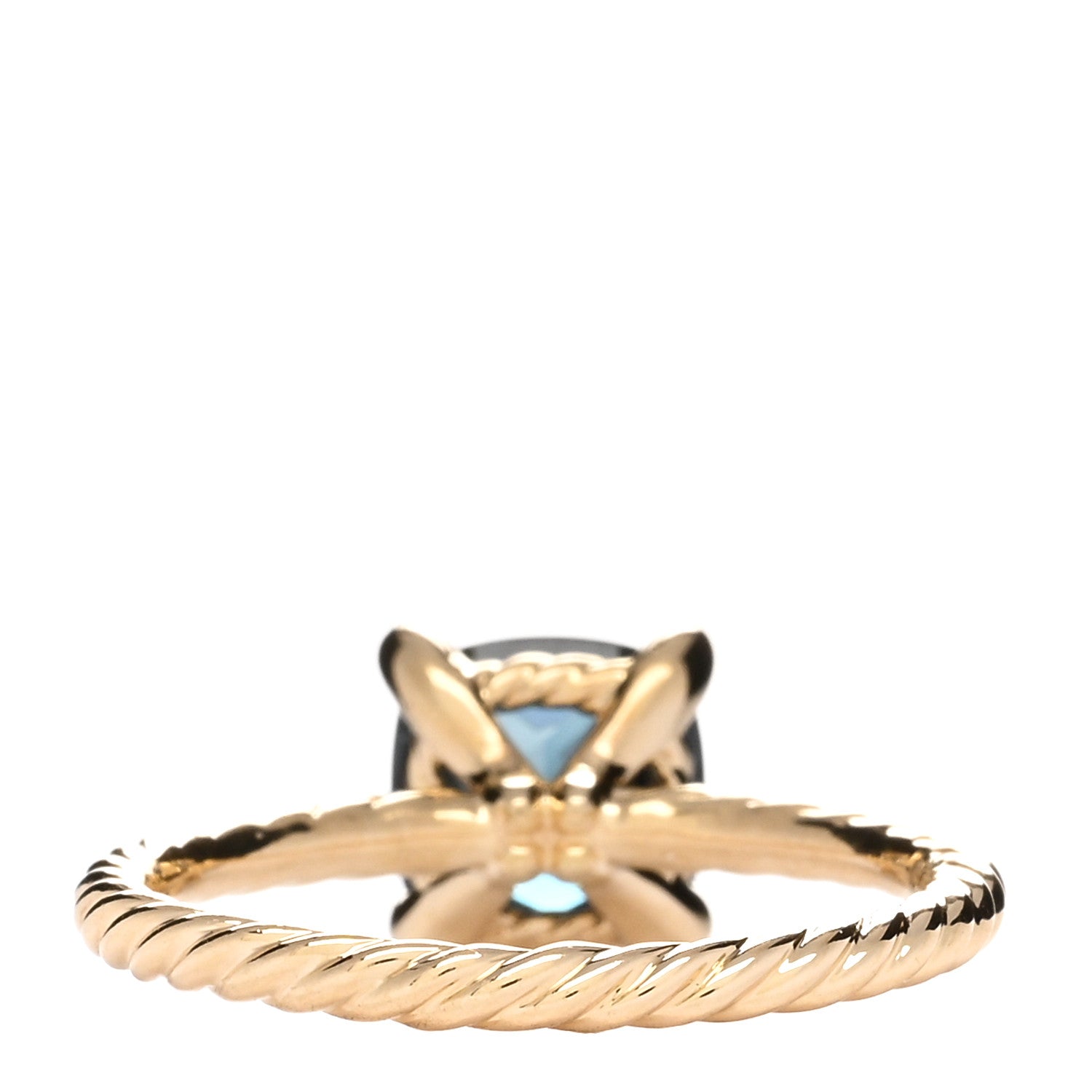 David Yurman 18K Yellow Gold Diamond Blue Topaz 7mm Chatelaine Ring 51 5.75 3 of 4