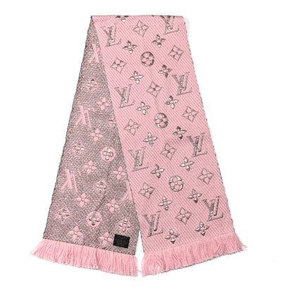 Louis Vuitton Wool Silk Logomania Shine Scarf Pink 2 of 3