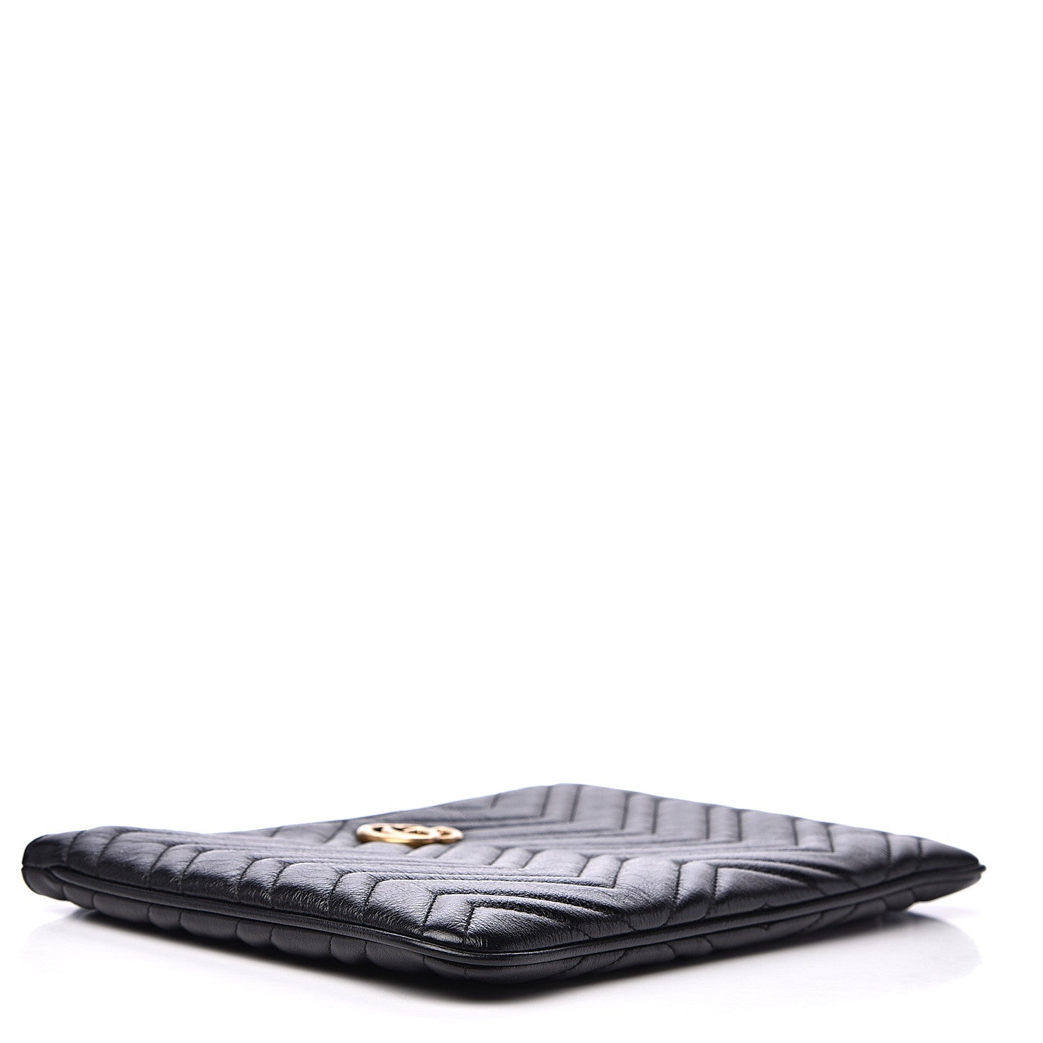 Gucci Azalea Calfskin Matelasse Heart GG Marmont Zip Pouch Black 3 of 8