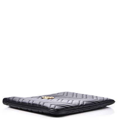 Gucci Azalea Calfskin Matelasse Heart GG Marmont Zip Pouch Black 3 of 8