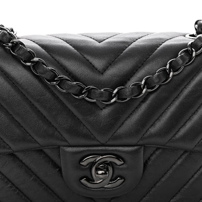 Chanel Lambskin Chevron Quilted Mini Rectangular Flap So Black 8 of 11