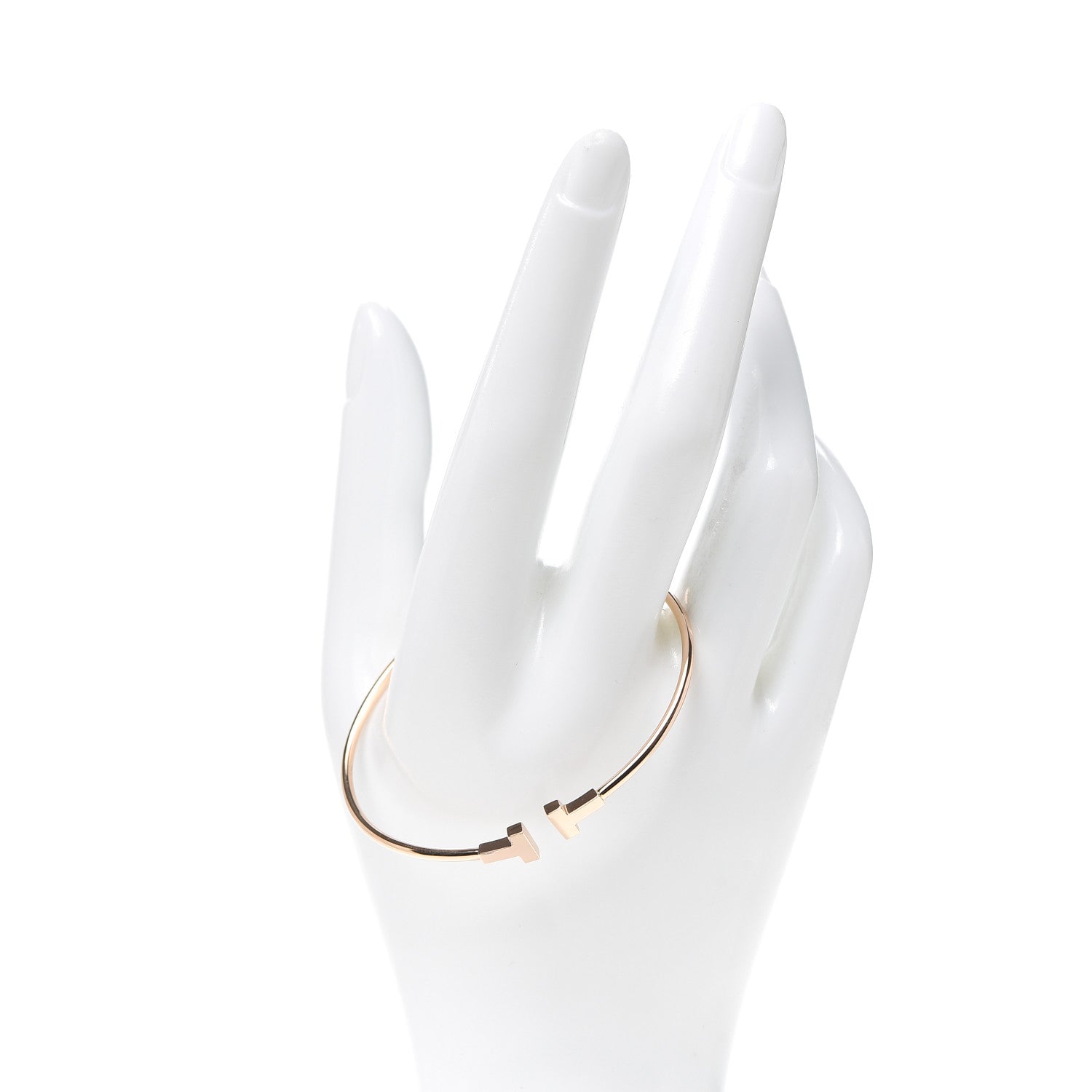 Tiffany 18K Rose Gold Narrow T Wire Bracelet 2 of 5