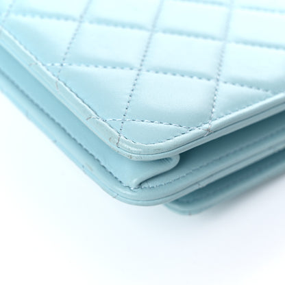 Chanel Lambskin Quilted Trendy CC Wallet On Chain WOC Light Blue 13 of 17