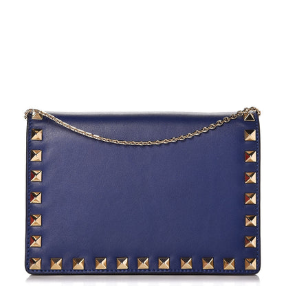 Valentino Garavani Vitello Rockstud Wallet on Chain Blue 1 of 6