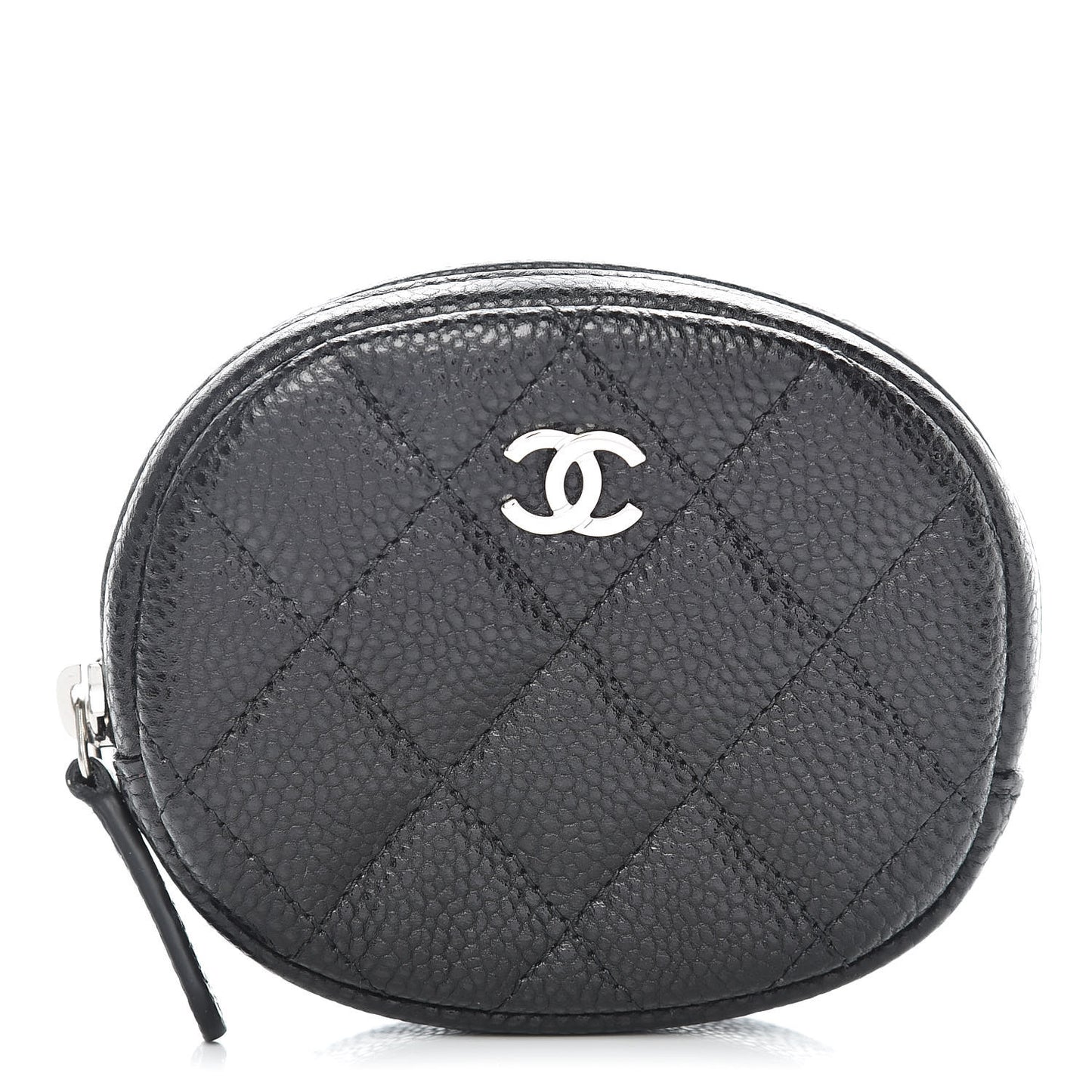 Caviar Quilted Zip Around Classic Coin Purse Black