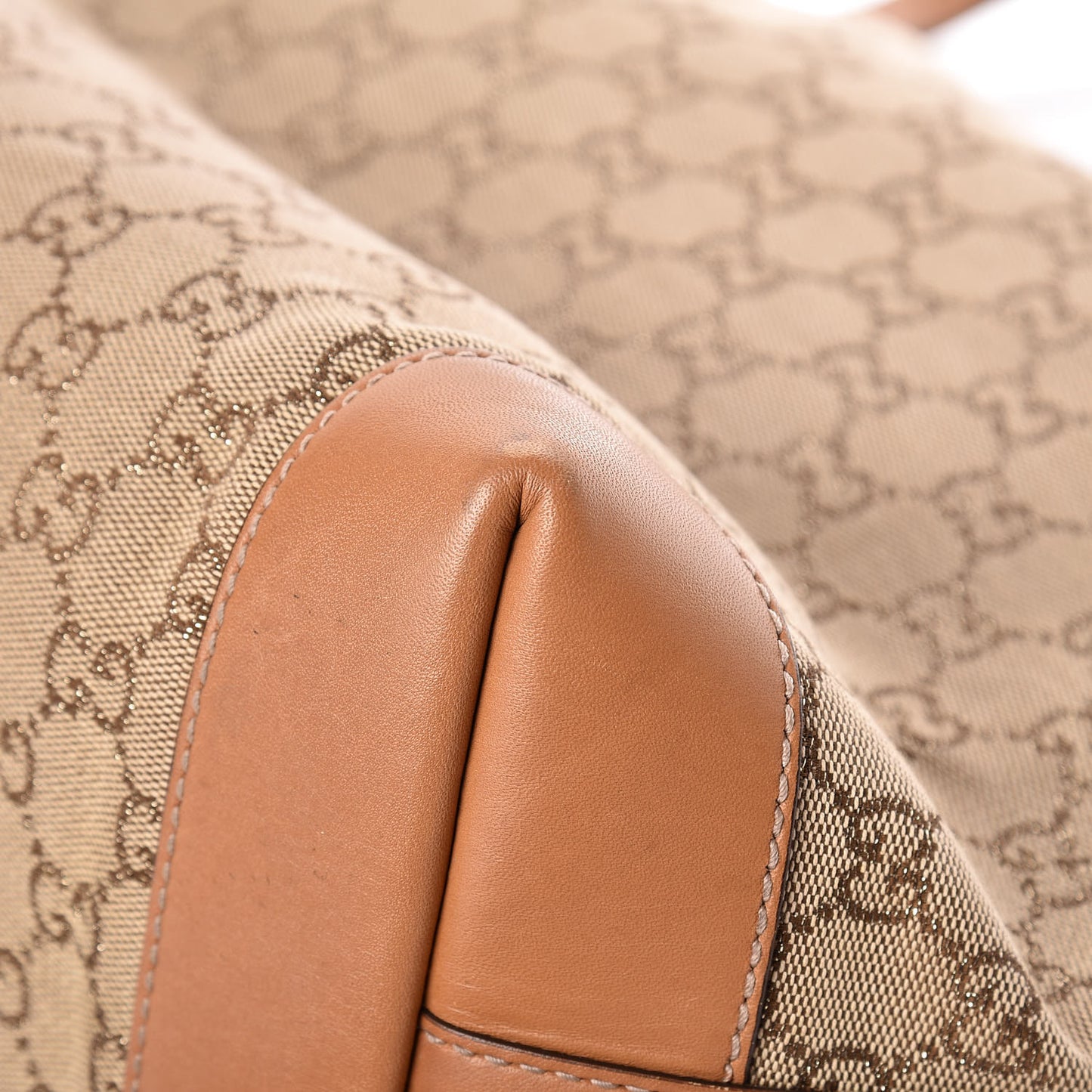Metallic Monogram Medium Craft Tote Brown