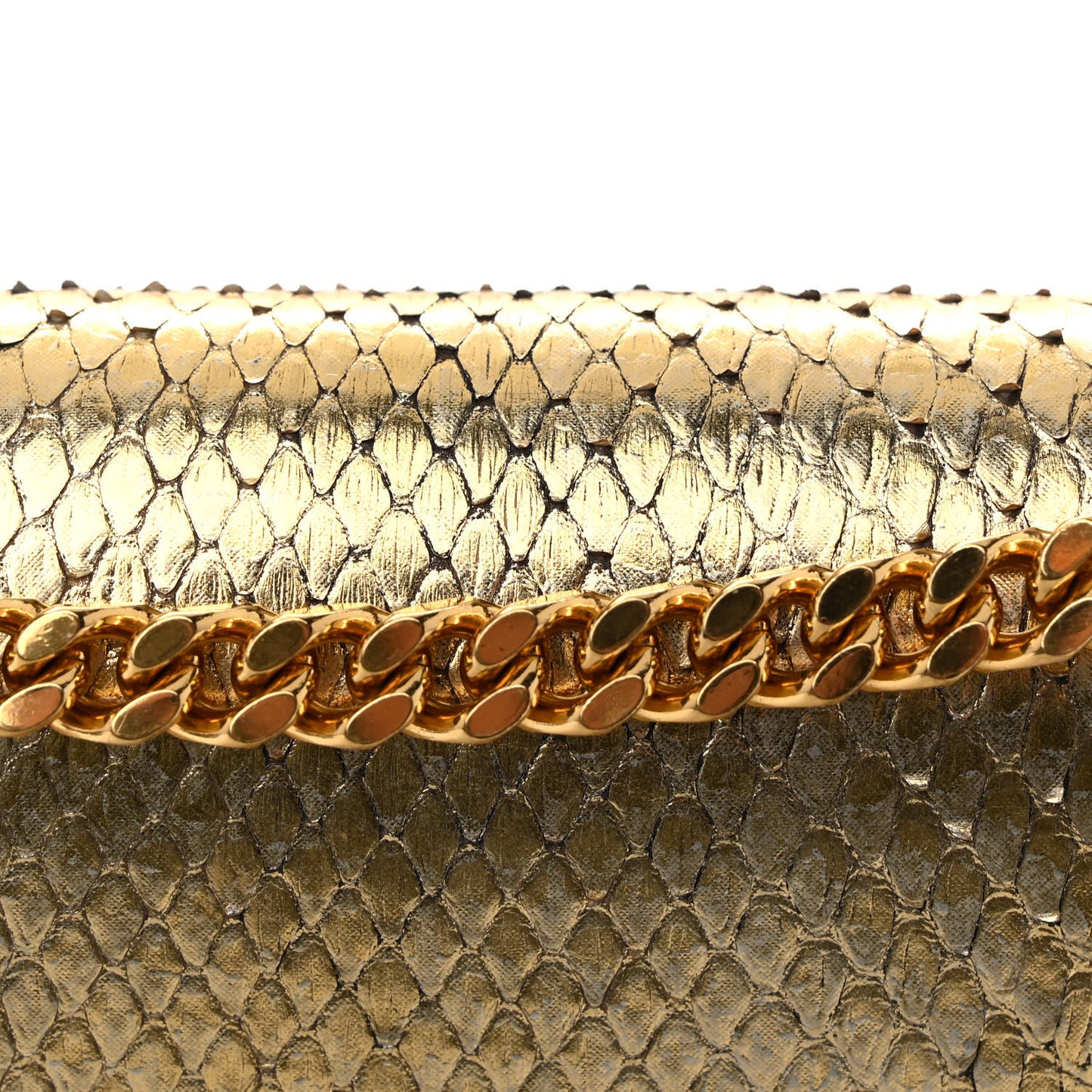 Metallic Snakeskin Medium Classic Monogram Kate Tassel Satchel Oro