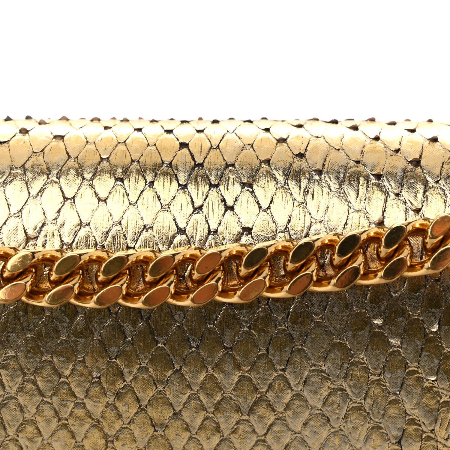 Saint Laurent Metallic Snakeskin Medium Classic Monogram Kate Tassel Satchel Oro 10 of 10