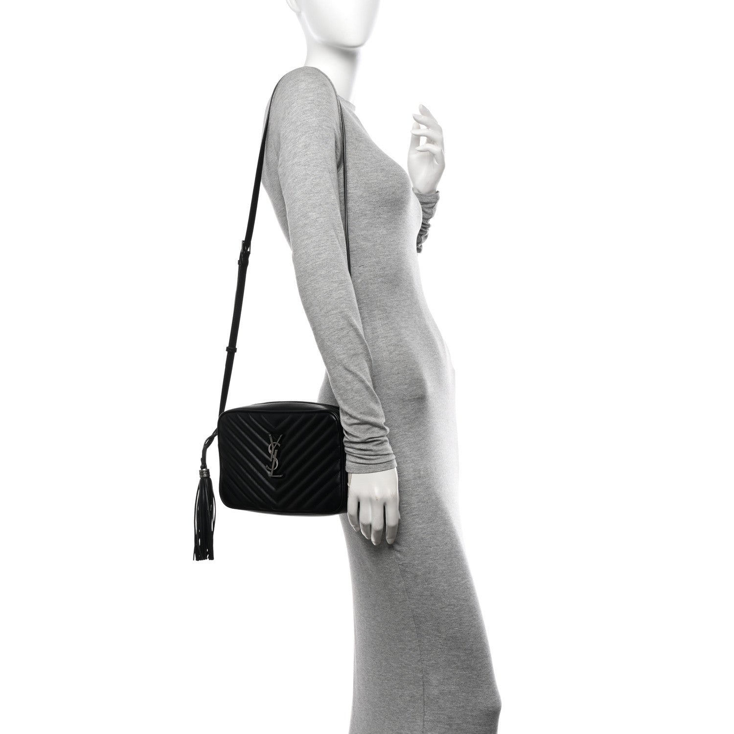 Saint Laurent Calfskin Matelasse Monogram Lou Camera Bag Black 2 of 13