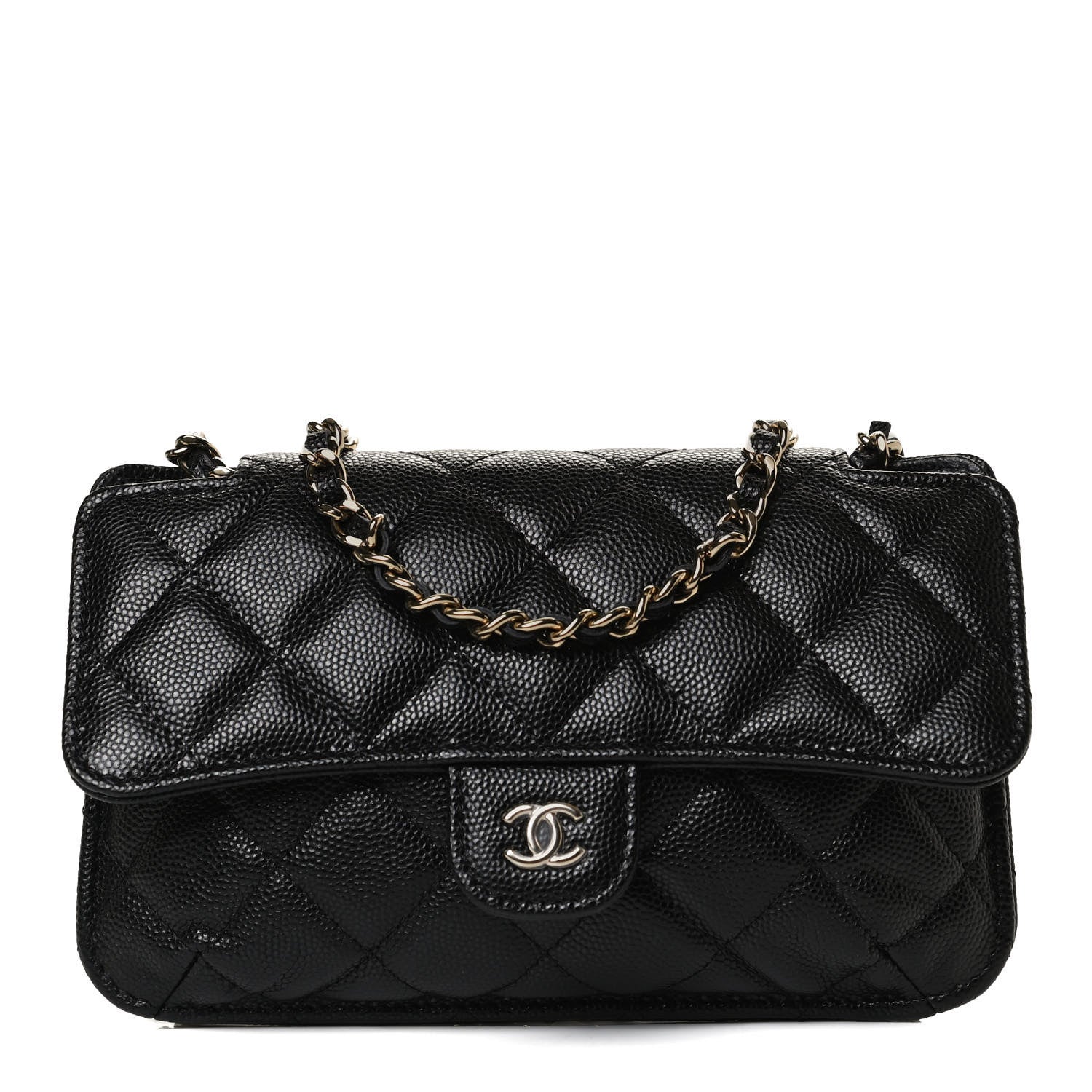 Chanel Caviar Fabric Quilted Foldable Tote With Chain Black Multicolor 1 of 14