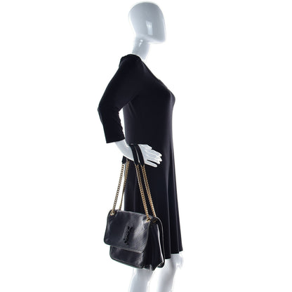 Saint Laurent Lambskin Matelasse Monogram Medium Niki Chain Satchel Black 3 of 13
