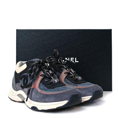 Chanel Nylon Calfskin Suede Womens CC Sneakers 37.5 Grey Pink 10 of 10
