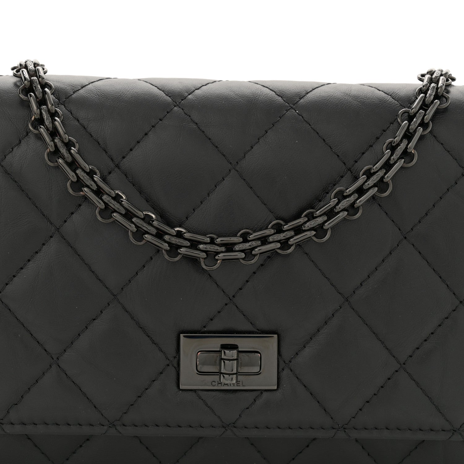 Chanel Aged Calfskin Quilted Reissue Wallet On Chain WOC So Black 8 of 11