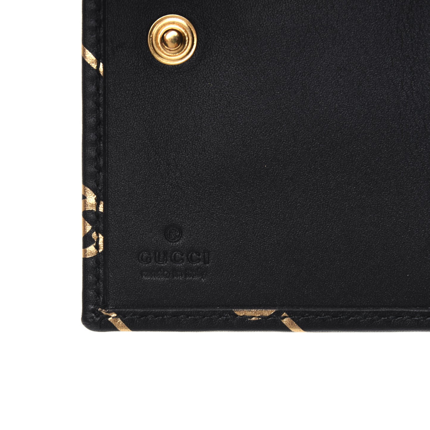 Calfskin Diagonal GG Wallet Black Gold
