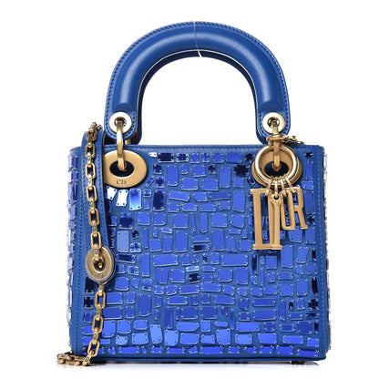 Christian Dior Smooth Calfskin Embroidered Mini Mosaic of Mirrors Lady Dior Blue 1 of 7